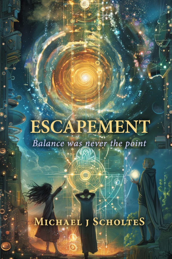 prelim cover for Escapement Trilogy